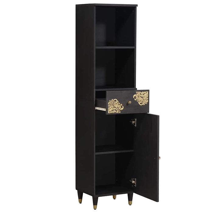 Bufet cu sertar Negru 38 x 33 x 160 cm Lemn de mango solid - WALTI WALTI