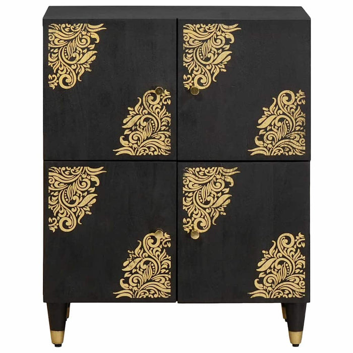 Bufet cu raft cu ușă Negru 60 x 33 x 75 cm Lemn de mango solid - WALTI WALTI