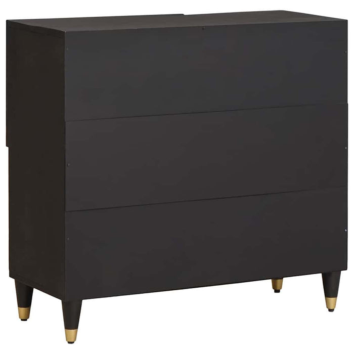 Bufet cu raft cu ușă Negru 80 x 33 x 75 cm Lemn de mango solid - WALTI WALTI