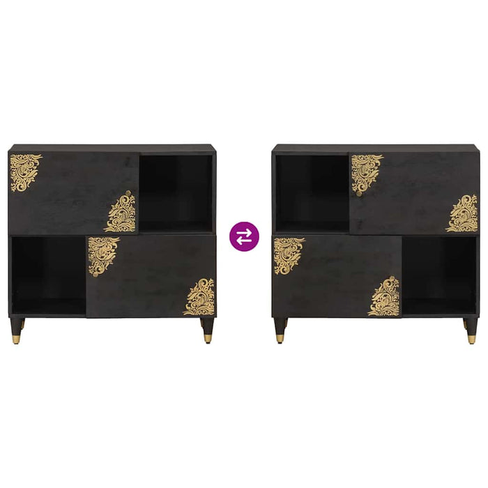 Bufet cu raft cu ușă Negru 80 x 33 x 75 cm Lemn de mango solid - WALTI WALTI