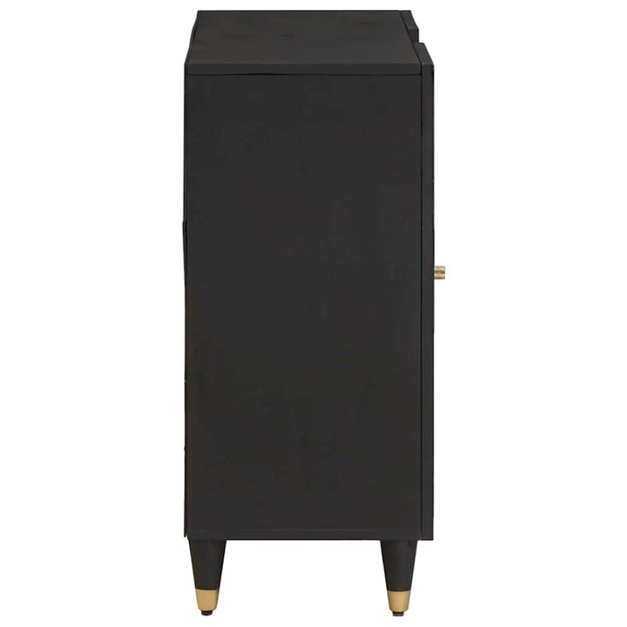Bufet cu raft cu ușă Negru 90 x 33 x 75 cm Lemn de mango solid - WALTI WALTI