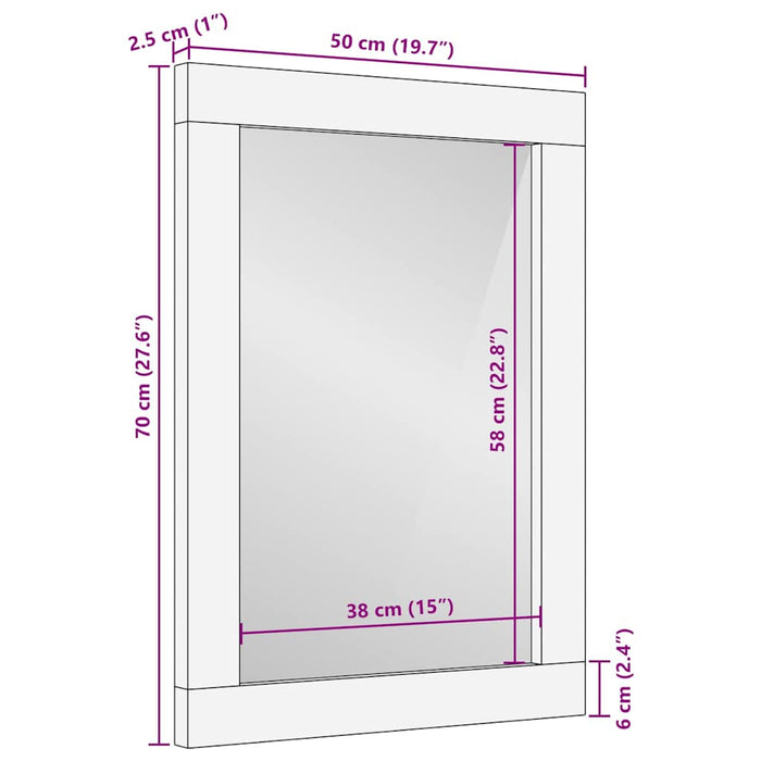Oglindă pentru baie Negru și argintiu 70 x 50 x 2,5 cm - WALTI WALTI