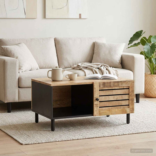 Masă de cafea natural 80 x 50 x 40 cm Lemn de mango solid - WALTI WALTI