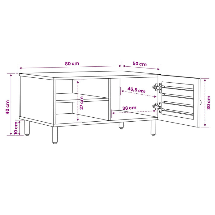 Masă de cafea natural 80 x 50 x 40 cm Lemn de mango solid WALTI