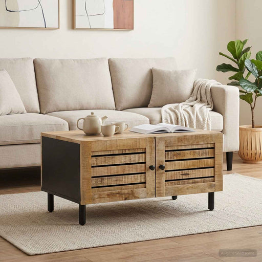 Masă de cafea natural 80 x 50 x 40 cm Lemn de mango solid - WALTI WALTI