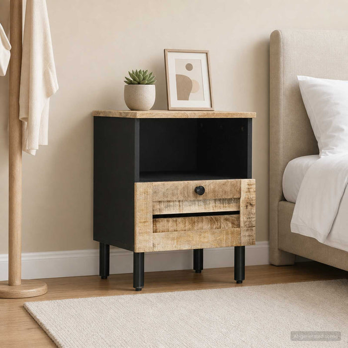 Noptieră natural 40 x 33 x 46 cm Lemn de mango solid WALTI