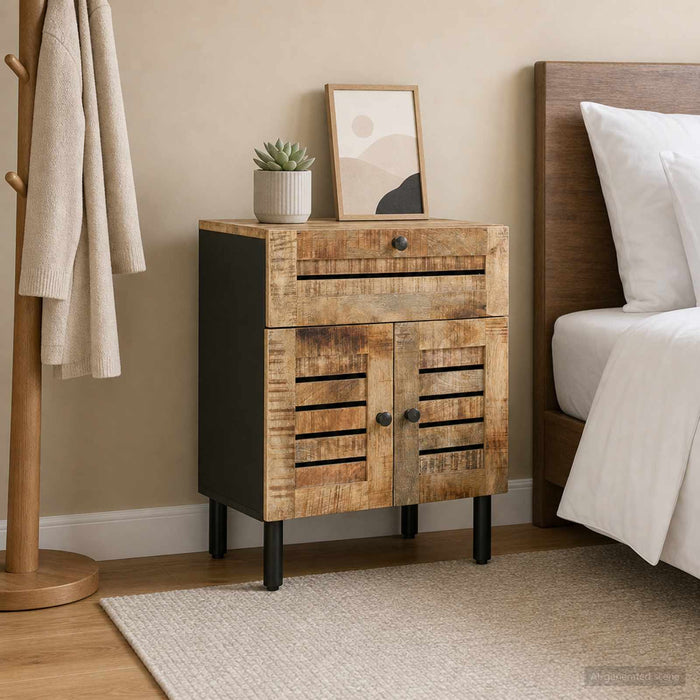 Noptieră natural 50 x 33 x 60 cm Lemn de mango solid WALTI