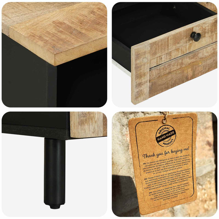 Masă de cafea Maro și negru 80 x 54 x 40 cm Lemn de mango solid WALTI