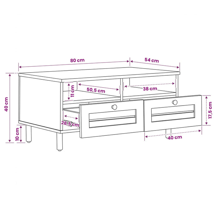 Masă de cafea Maro și negru 80 x 54 x 40 cm Lemn de mango solid WALTI