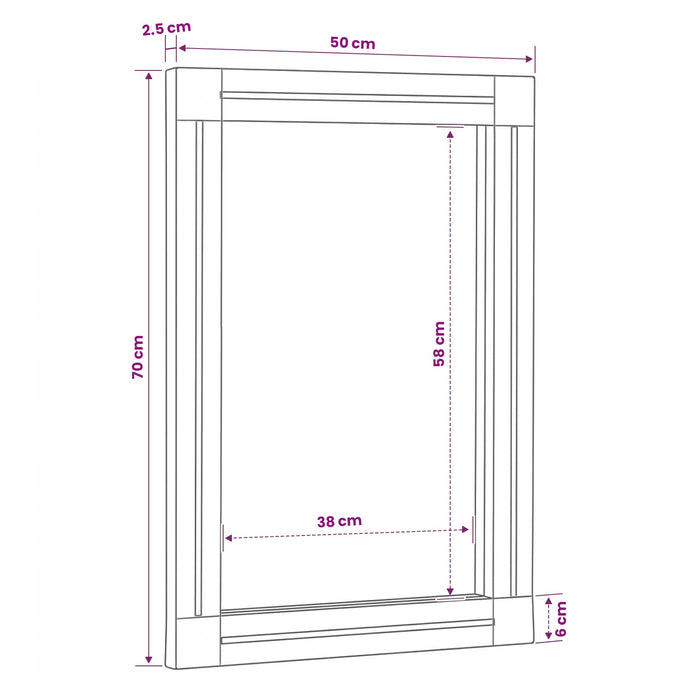 Oglindă Pe perete Maro și negru 70 x 50 x 3 cm Sticlă WALTI