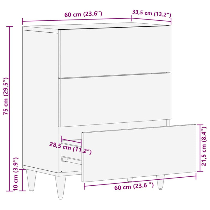 Bufet Maro 60 x 33 x 75 cm Lemn de mango solid WALTI