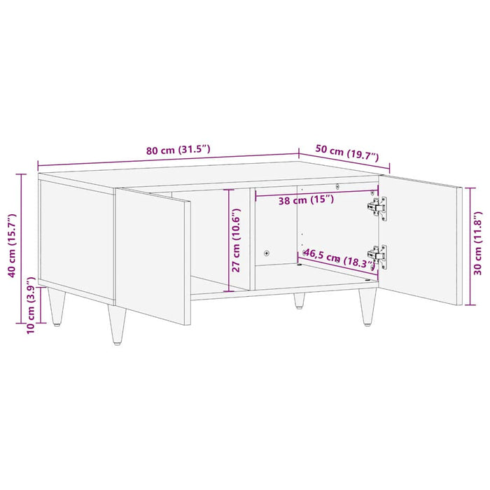 Masă de cafea 80 x 50 x 40 cm Lemn de mango solid - WALTI WALTI