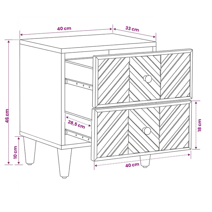 Noptieră 2 pcs Maro 40 x 33,5 x 46 cm Lemn de mango solid - WALTI WALTI