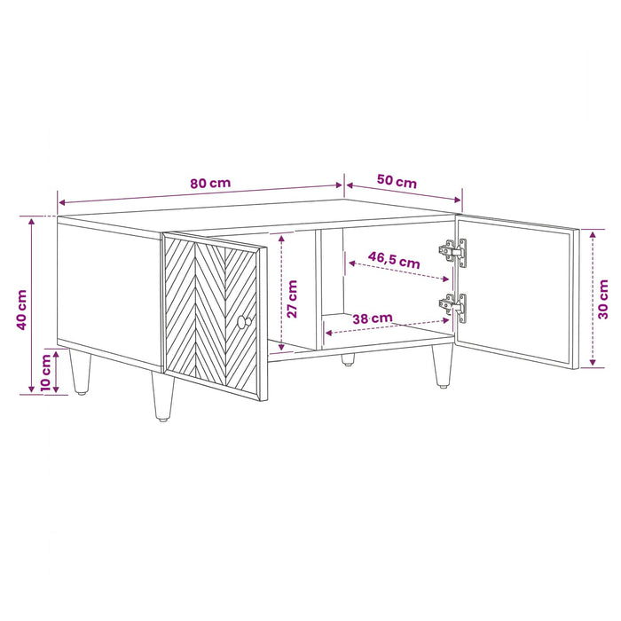 Masă de cafea Maro 80 x 50 x 40 cm Lemn de mango solid WALTI