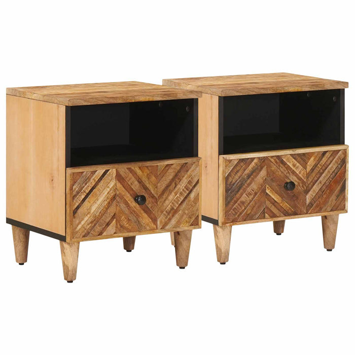 Noptieră 2 pcs Maro 50 x 33 x 60 cm Lemn de mango solid - WALTI WALTI