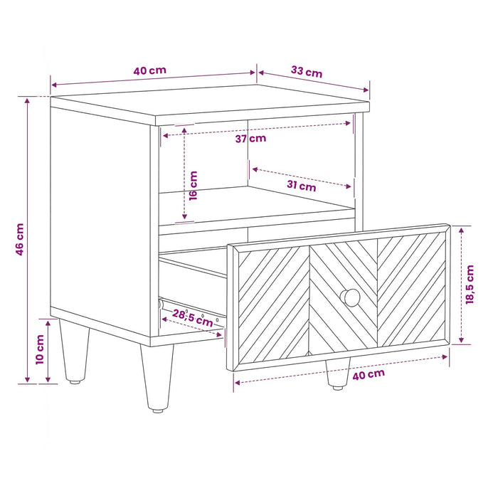 Noptieră 2 pcs Maro 50 x 33 x 60 cm Lemn de mango solid - WALTI WALTI