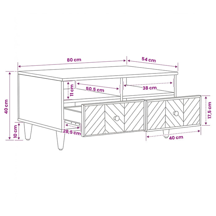 Masă de cafea Maro 80 x 54 x 40 cm Lemn de mango solid WALTI
