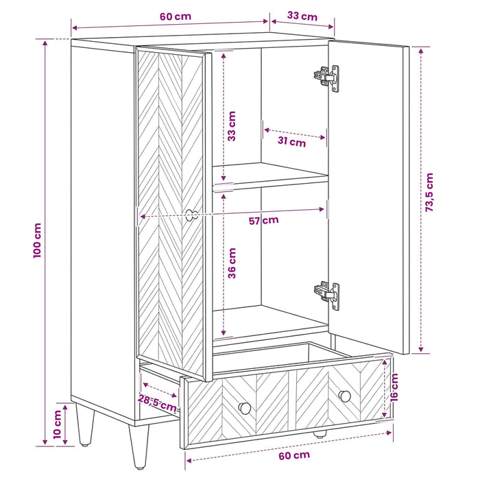 Dulapuri de depozitare cu sertar cu ușă Maro 60 x 33,5 x 100 cm WALTI