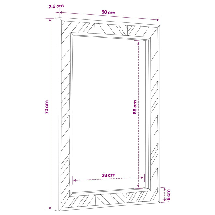 Oglindă Pe perete cu oglindă Maro 70 x 50 x 3 cm Sticlă - WALTI WALTI