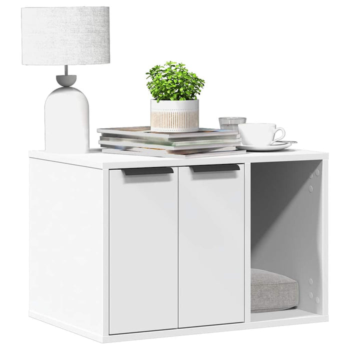 Cutie litieră pisici alb 60x40x40 cm lemn prelucrat - WALTI WALTI