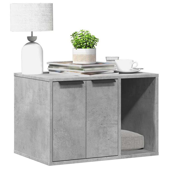 Cutie litieră pisici gri beton 60x40x40 cm lemn prelucrat - WALTI WALTI