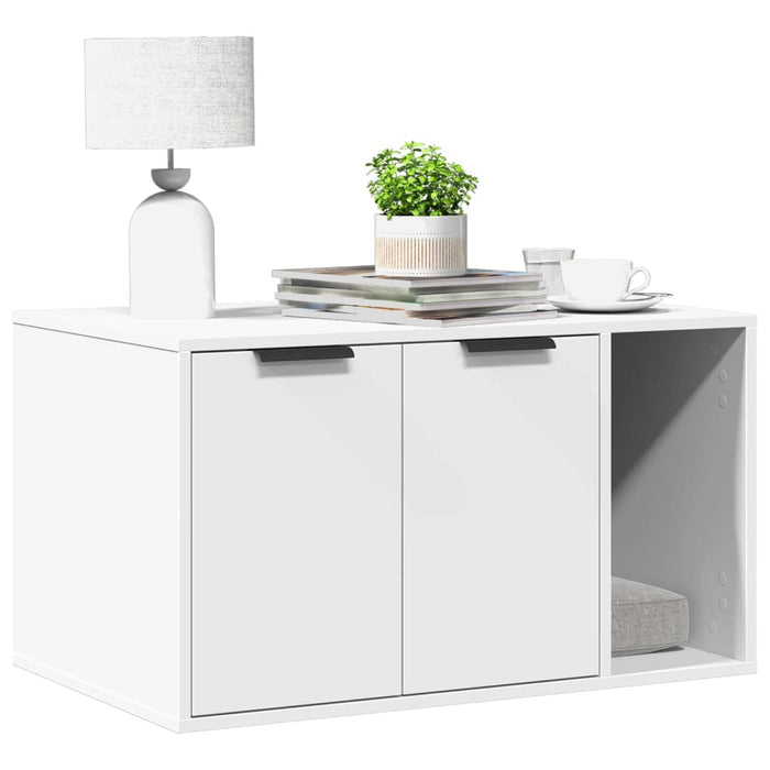 Cutie litieră pisici alb 80x50x45 cm lemn prelucrat - WALTI WALTI