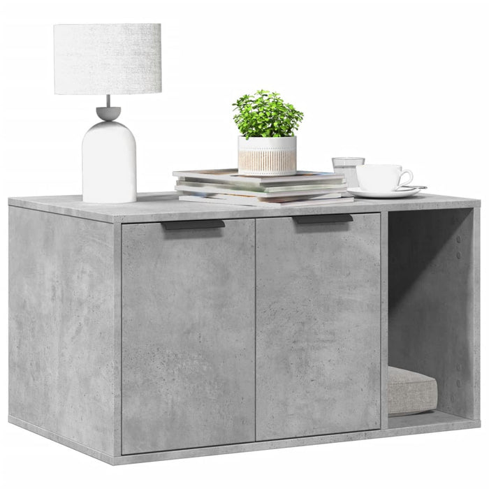 Cutie litieră pisici gri beton 80x50x45 cm lemn prelucrat - WALTI WALTI