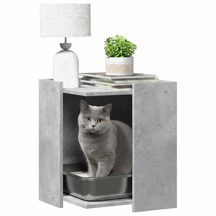 Cutie litieră pisici gri beton 42x42x51 cm lemn prelucrat WALTI