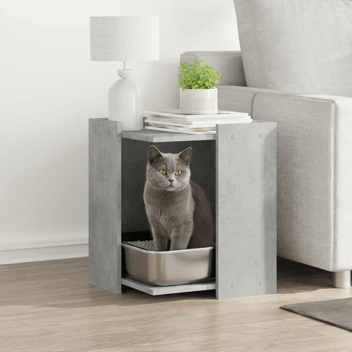 Cutie litieră pisici gri beton 42x42x51 cm lemn prelucrat WALTI