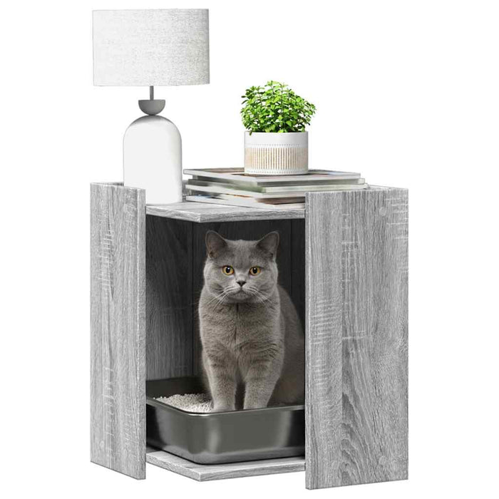 Cutie litieră pisici sonoma gri 42x42x51 cm lemn prelucrat - WALTI WALTI
