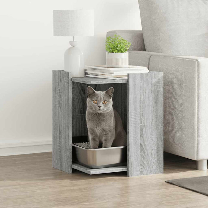 Cutie litieră pisici sonoma gri 42x42x51 cm lemn prelucrat - WALTI WALTI
