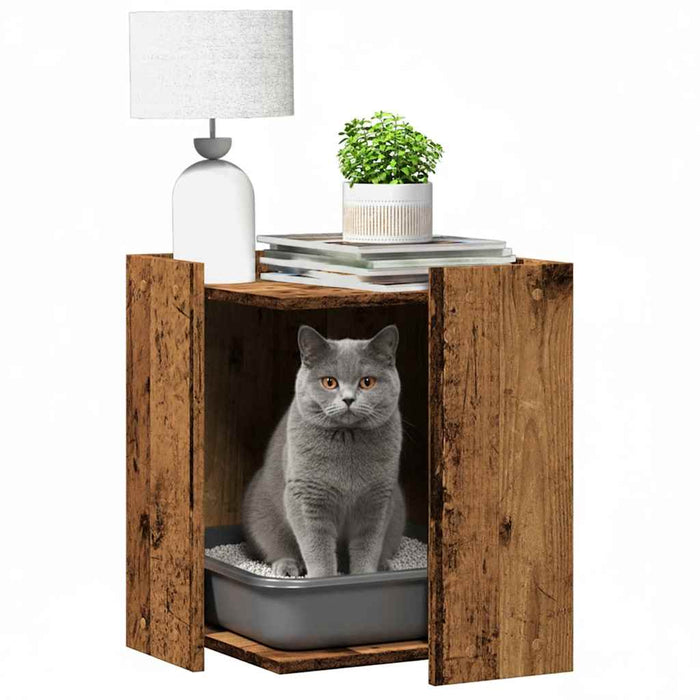 Cutie litieră pisici lemn vechi 42x42x51 cm lemn prelucrat WALTI