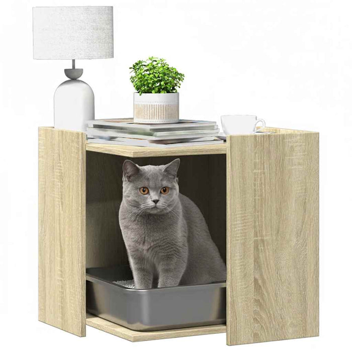 Cutie litieră pisici stejar sonoma 53x53x51 cm lemn prelucrat WALTI