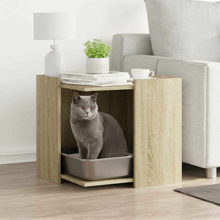 Cutie litieră pisici stejar sonoma 53x53x51 cm lemn prelucrat WALTI