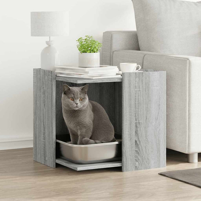 Cutie litieră pisici sonoma gri 53x53x51 cm lemn prelucrat WALTI