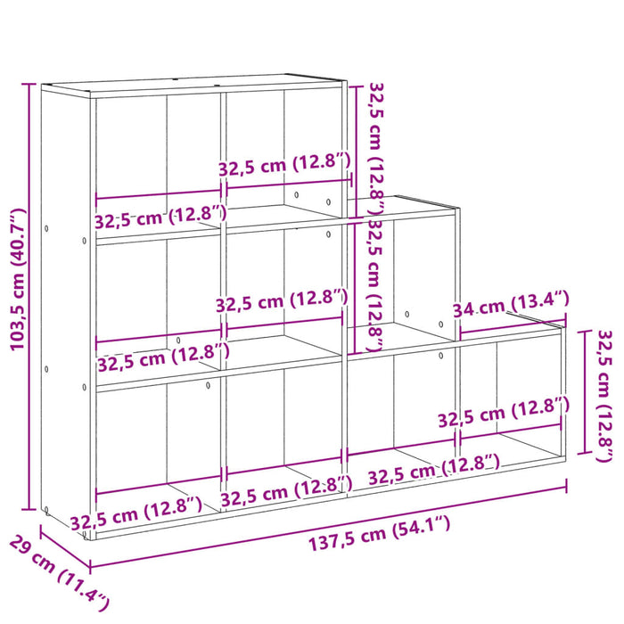 Bibliotecă/separator 3 niveluri, alb, 137,5x29x103,5 cm lemn - WALTI WALTI