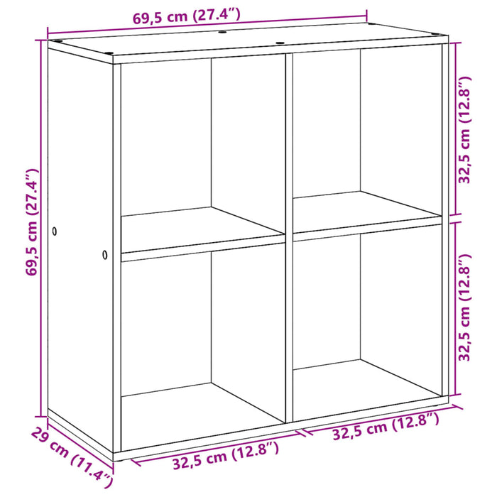 Bibliotecă/separator cameră negru 69,5x29x69,5cm lemn prelucrat - WALTI WALTI