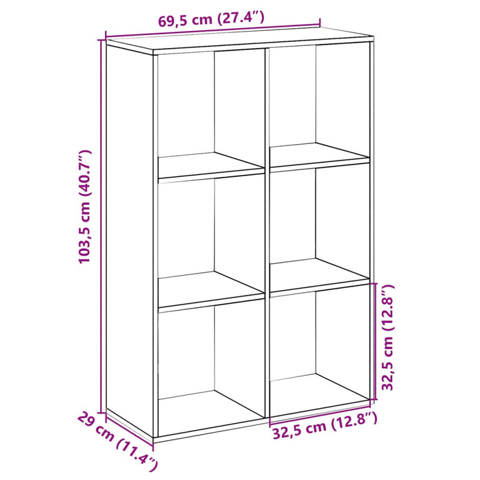 Bibliotecă/separator cameră gri sonoma 69,5x29x103,5 cm lemn - WALTI WALTI