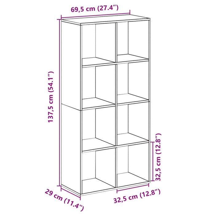 Bibliotecă/separator cameră alb 69,5x29x137,5 cm lemn prelucrat - WALTI WALTI