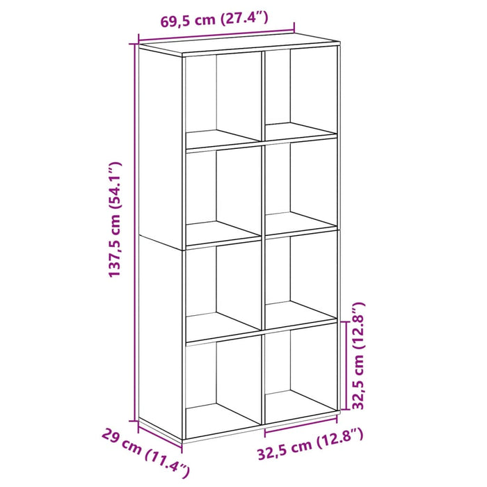 Bibliotecă/separator cameră gri sonoma 69,5x29x137,5 cm lemn - WALTI WALTI