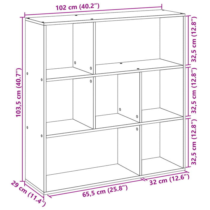 Bibliotecă/separator cameră gri beton 102x29x103,5 cm lemn WALTI