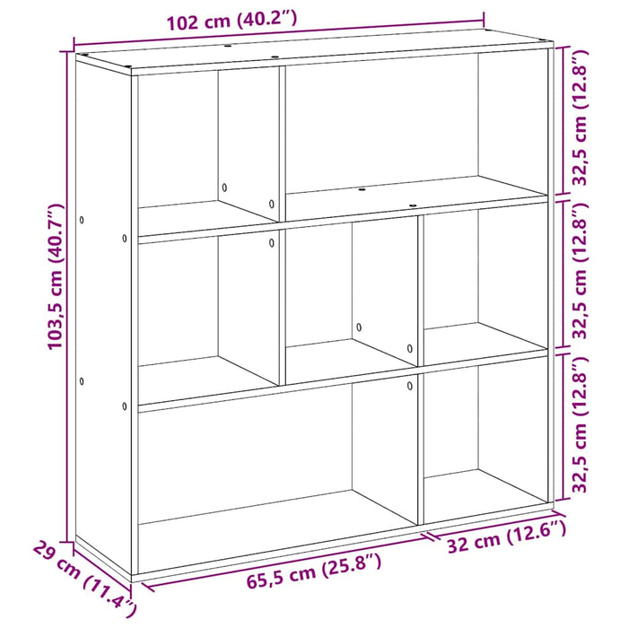 Bibliotecă/separator, stejar artizanal, 102x29x103,5 cm, lemn WALTI