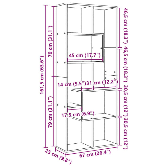 Bibliotecă/separator cameră lemn vechi 67x25x161,5 cm lemn - WALTI WALTI