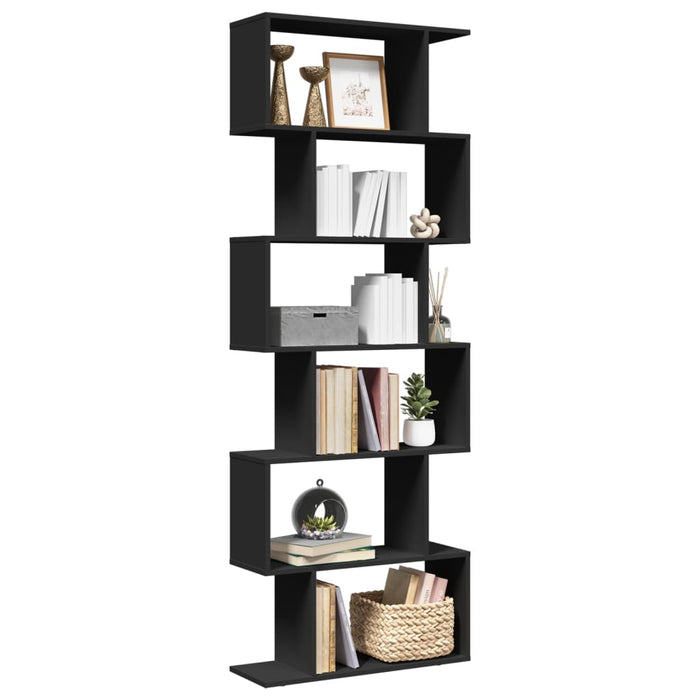 Bibliotecă/separator cameră 6 niveluri negru 70x24x193 cm, lemn - WALTI WALTI