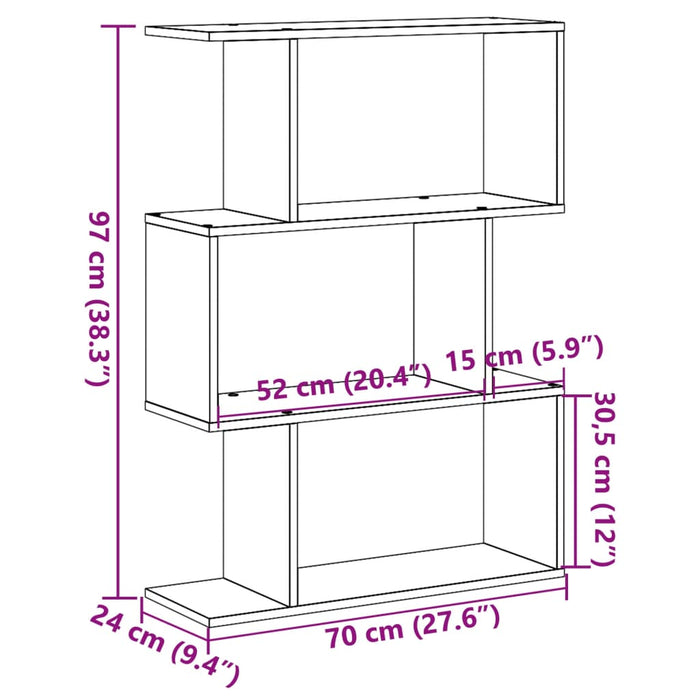 Bibliotecă/separator cameră, 3 niveluri, alb, 70x24x97 cm, lemn - WALTI WALTI