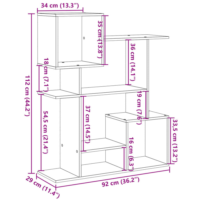 Bibliotecă/separator cameră stejar sonoma 92x29x112 cm lemn - WALTI WALTI