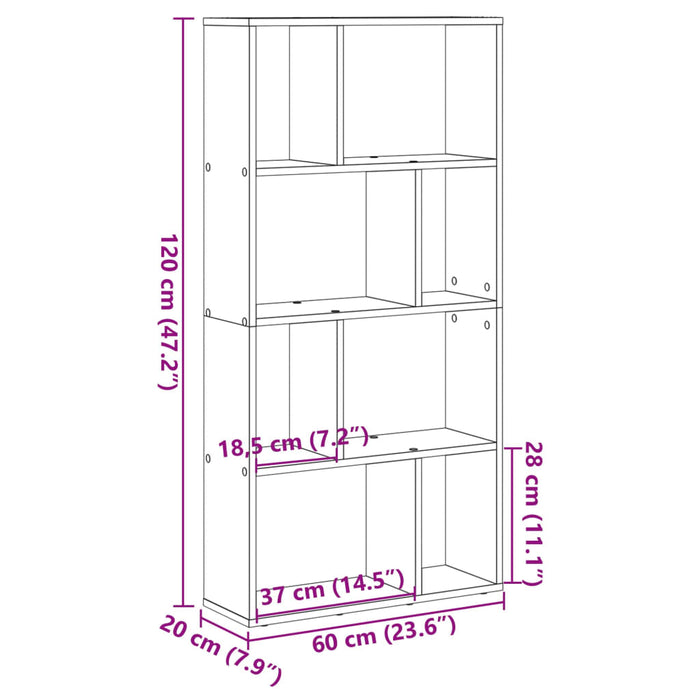 Bibliotecă, negru, 60x20x120 cm, lemn prelucrat - WALTI WALTI