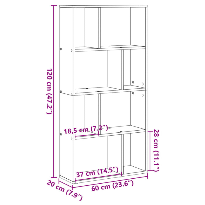 Bibliotecă, gri beton, 60x20x120 cm, lemn prelucrat - WALTI WALTI