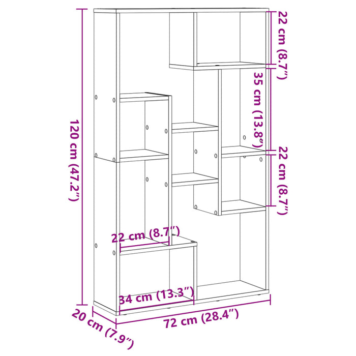 Bibliotecă, gri beton, 72x20x120 cm, lemn prelucrat - WALTI WALTI