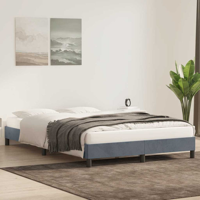 Cadru de pat fără saltea Gri închis 160x220 cm catifea - WALTI WALTI